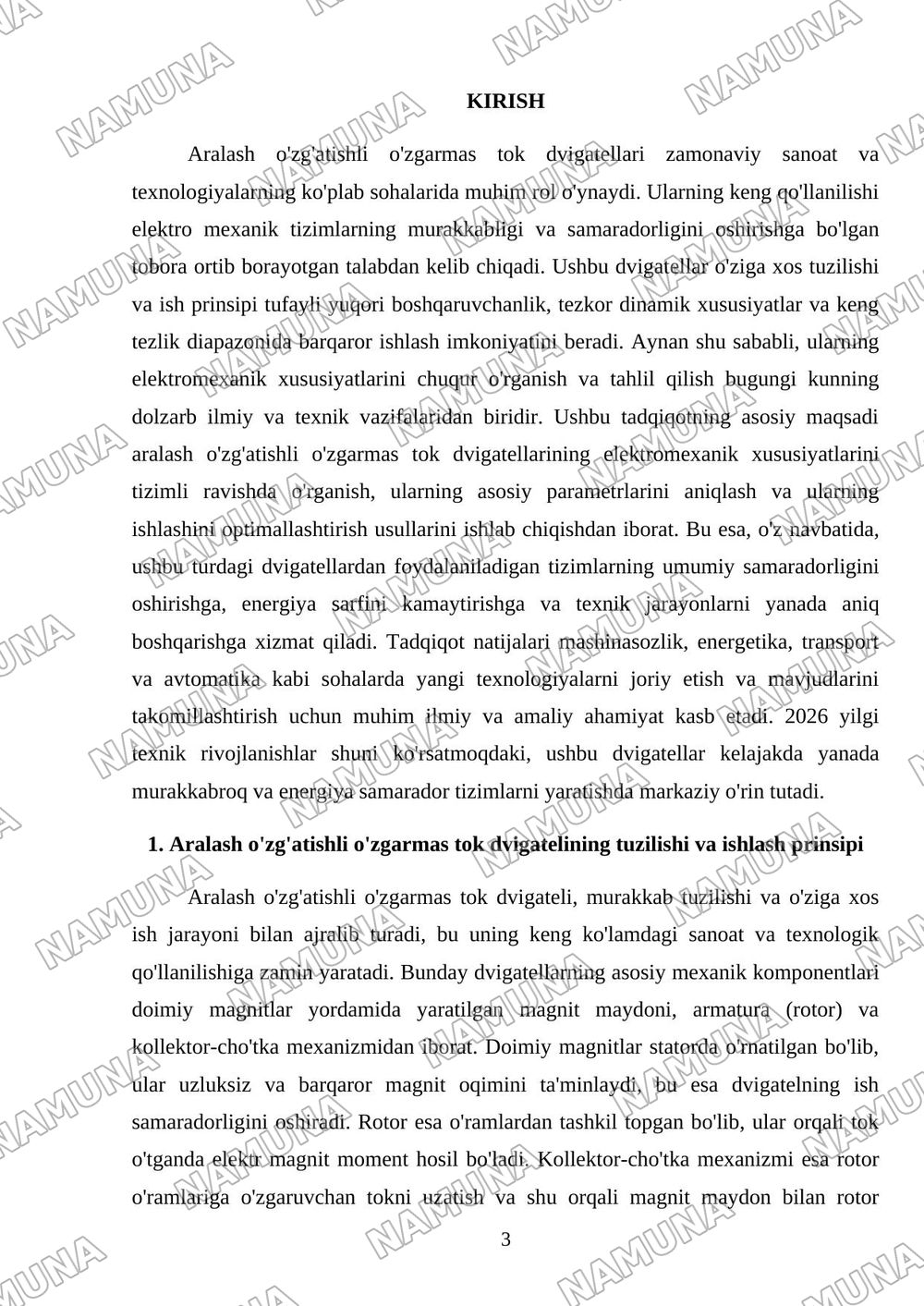 Aralash o'zg'atishli o'zgarmas tok dvigatellarning elektromexanik xususiyatlari — mustaqil ish, 3-varaq