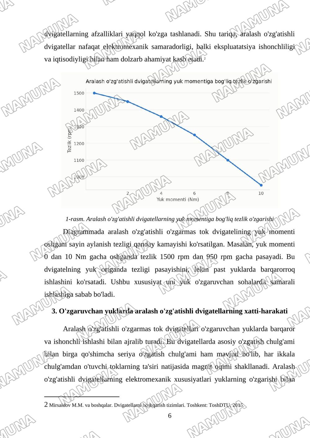 Aralash o'zg'atishli o'zgarmas tok dvigatellarning elektromexanik xususiyatlari — mustaqil ish, 6-varaq