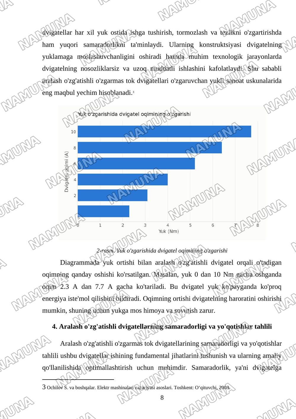 Aralash o'zg'atishli o'zgarmas tok dvigatellarning elektromexanik xususiyatlari — mustaqil ish, 8-varaq