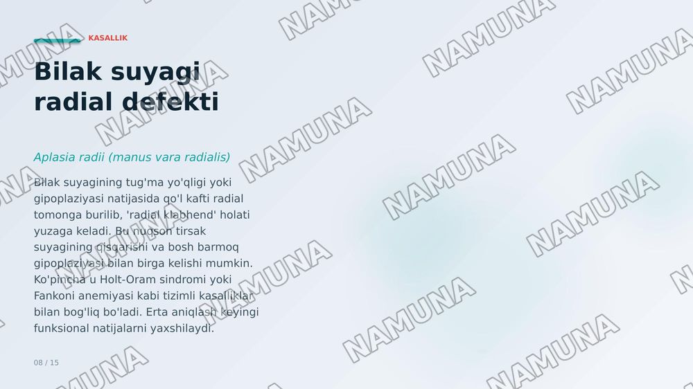 Qoʻl suyaklarining variantli anatomiyasi, rivojlanish nuqsonlari, qoʻl suyaklarining rivojlanishiga ichka va tashqi faktorlarning taʼsiri. — zamonaviy taqdimot, 8-slayd