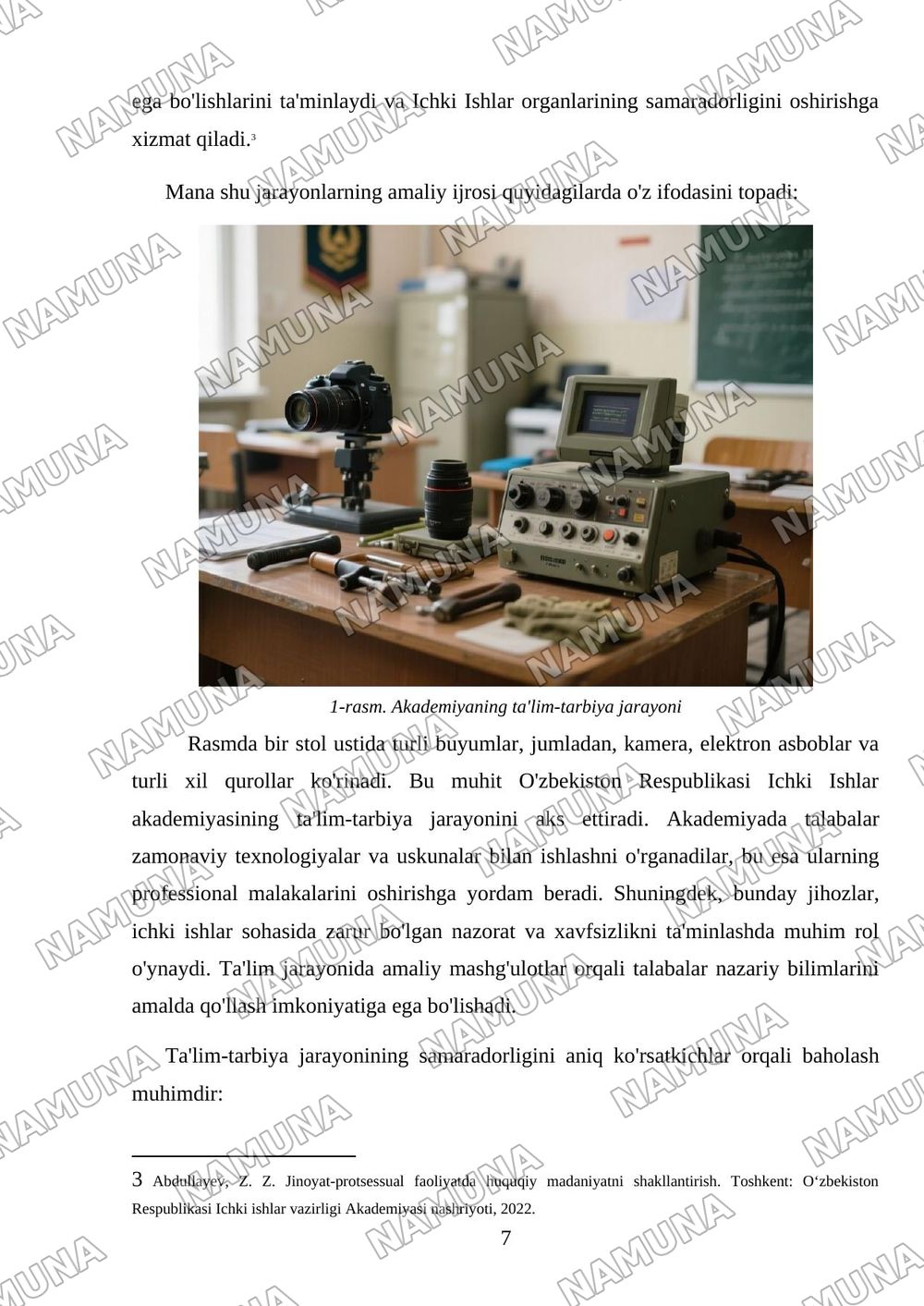 O’zbekiston Respublikasi Ichki Ishlar akademyasi — mustaqil ish, 7-varaq