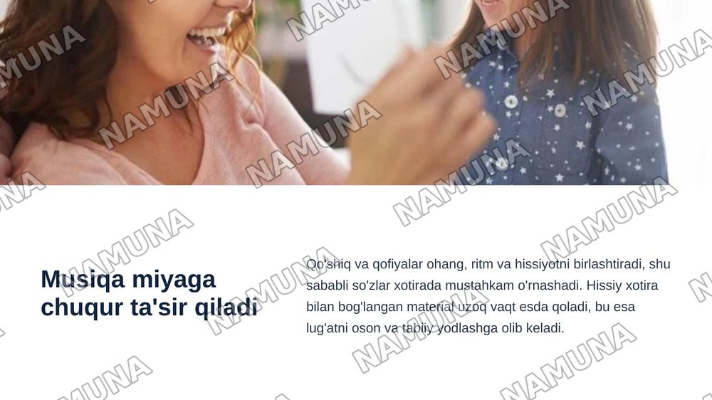 Incorporating music in language learning.
What role can songs and rhymes play in developing listening, speaking, and vocabulary skills? — zamonaviy taqdimot, 3-slayd
