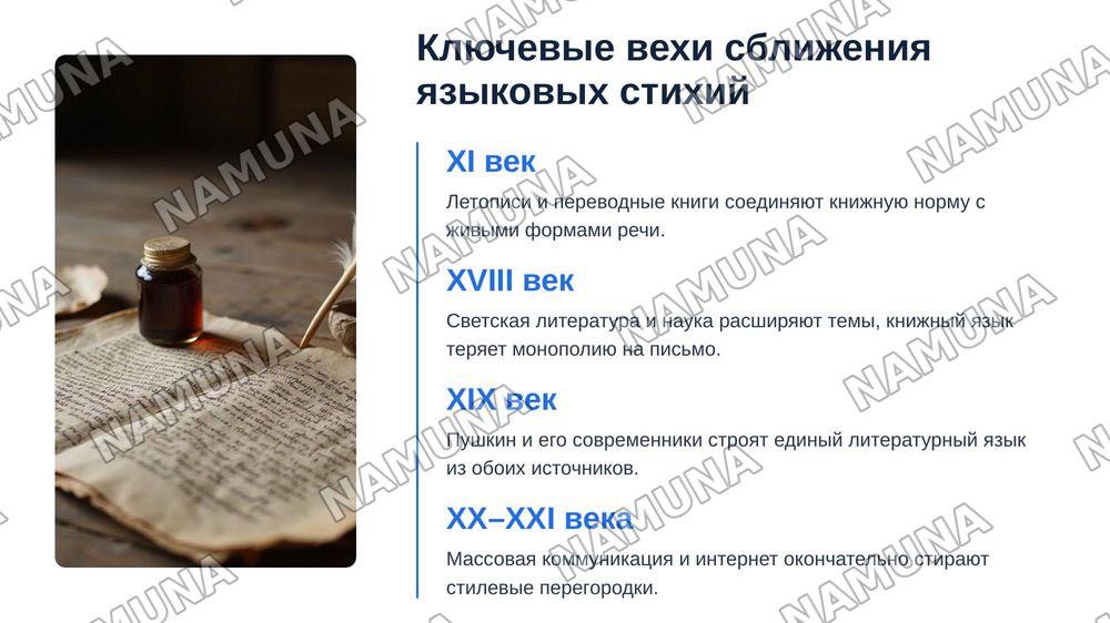Разрушение границ между книжно-славянски типом языка и разговорным языком — zamonaviy taqdimot, 5-slayd