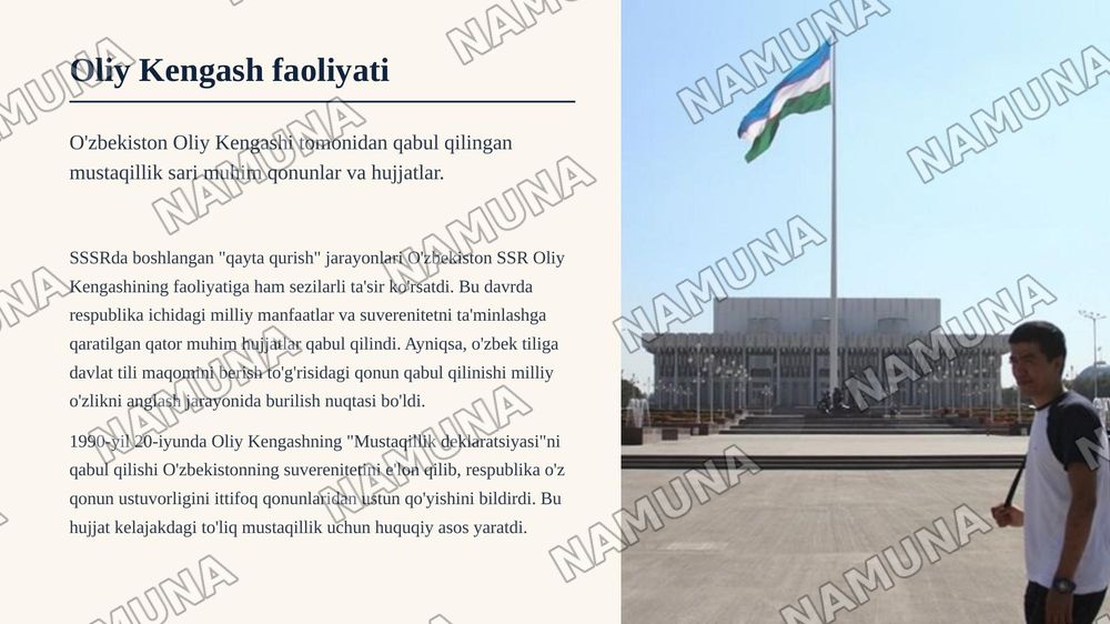 Mustaqillikka erishish arafasida Oʻzbekistondagi ijtimoiy siyosiy jarayonlar. — zamonaviy taqdimot, 8-slayd