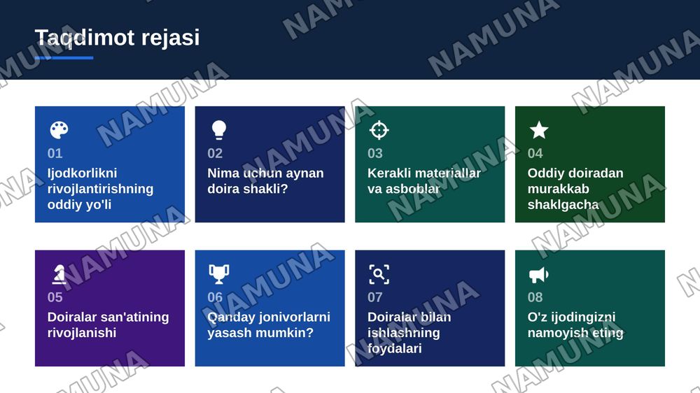 Doiralardan jonivorlar yasaymiz — zamonaviy taqdimot, 2-slayd
