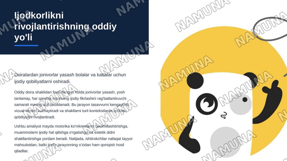 Doiralardan jonivorlar yasaymiz — zamonaviy taqdimot, 3-slayd