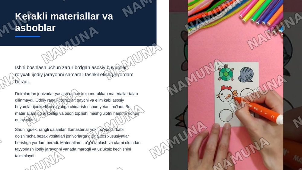 Doiralardan jonivorlar yasaymiz — zamonaviy taqdimot, 5-slayd