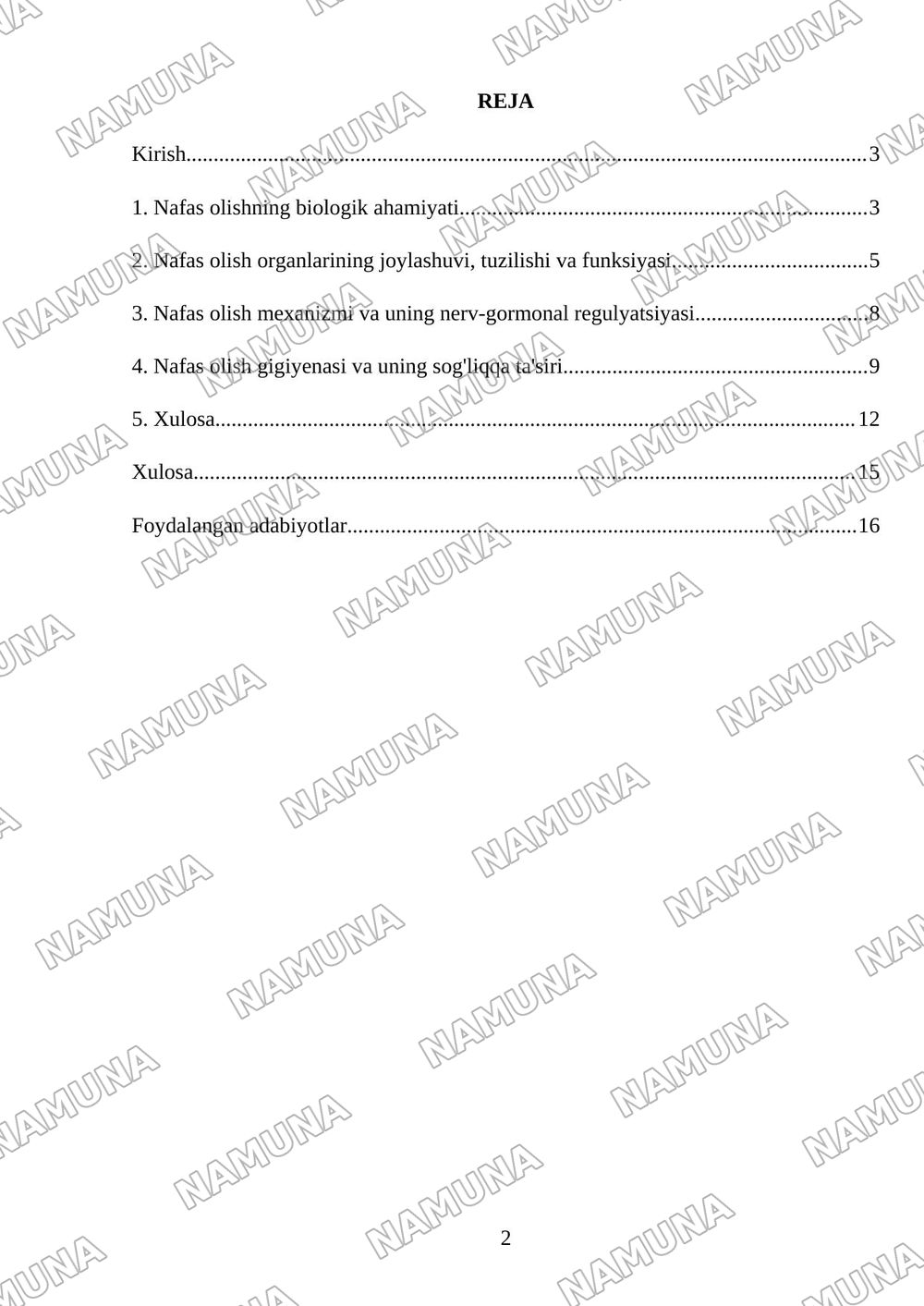 Nafas olish tizimi — mustaqil ish, 2-varaq