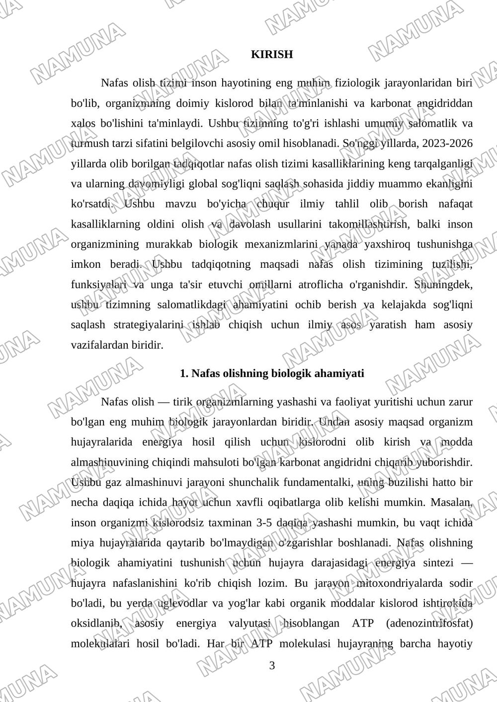 Nafas olish tizimi — mustaqil ish, 3-varaq