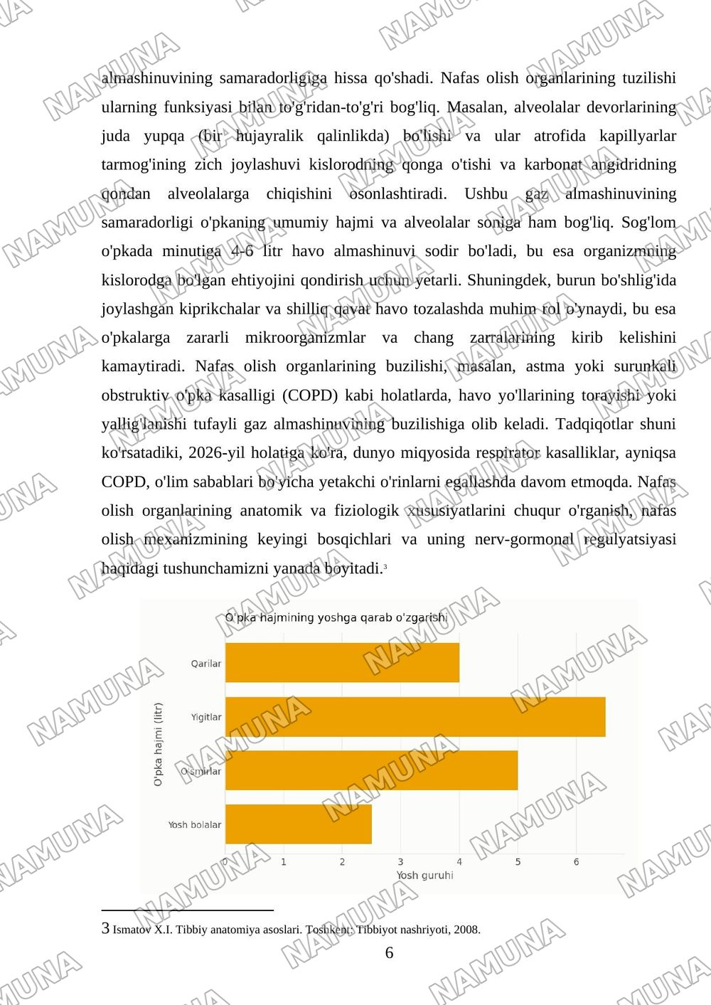 Nafas olish tizimi — mustaqil ish, 6-varaq