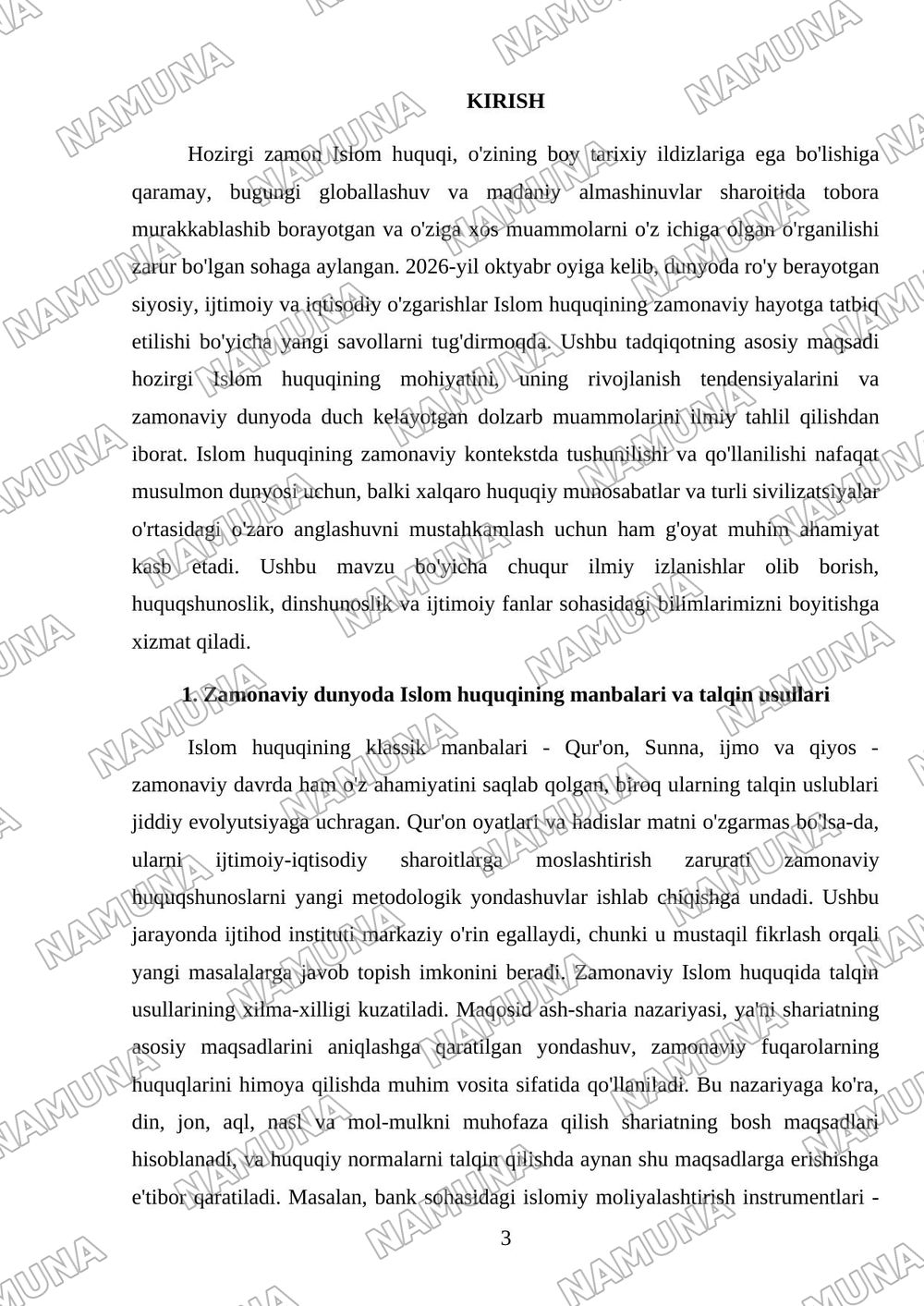 Hozirgi zamon Islom huquqi — mustaqil ish, 3-varaq