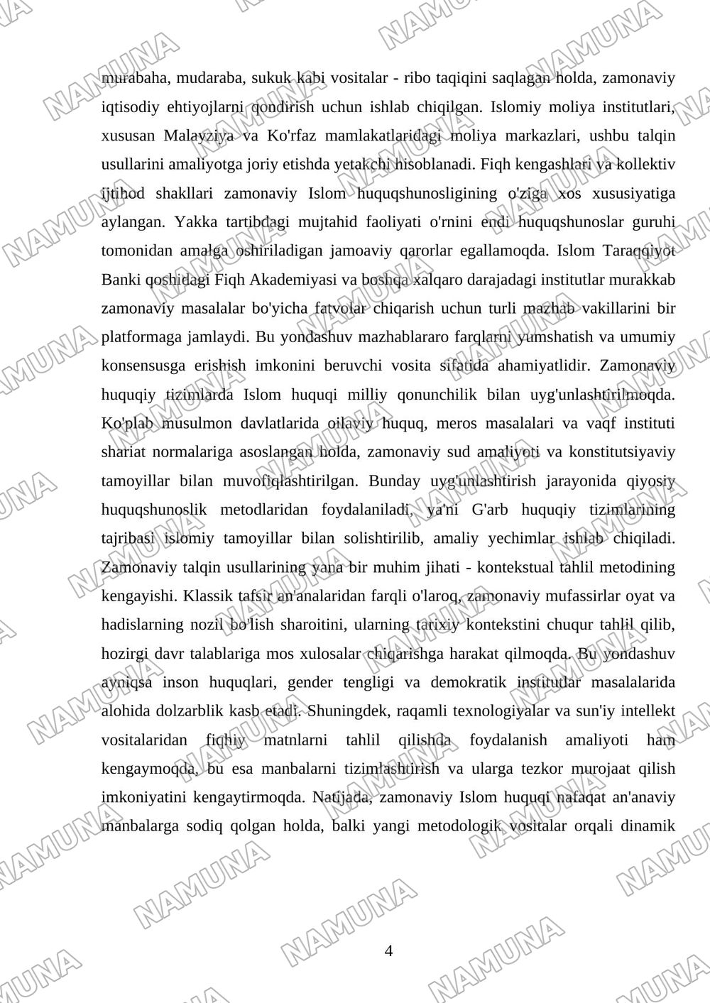 Hozirgi zamon Islom huquqi — mustaqil ish, 4-varaq