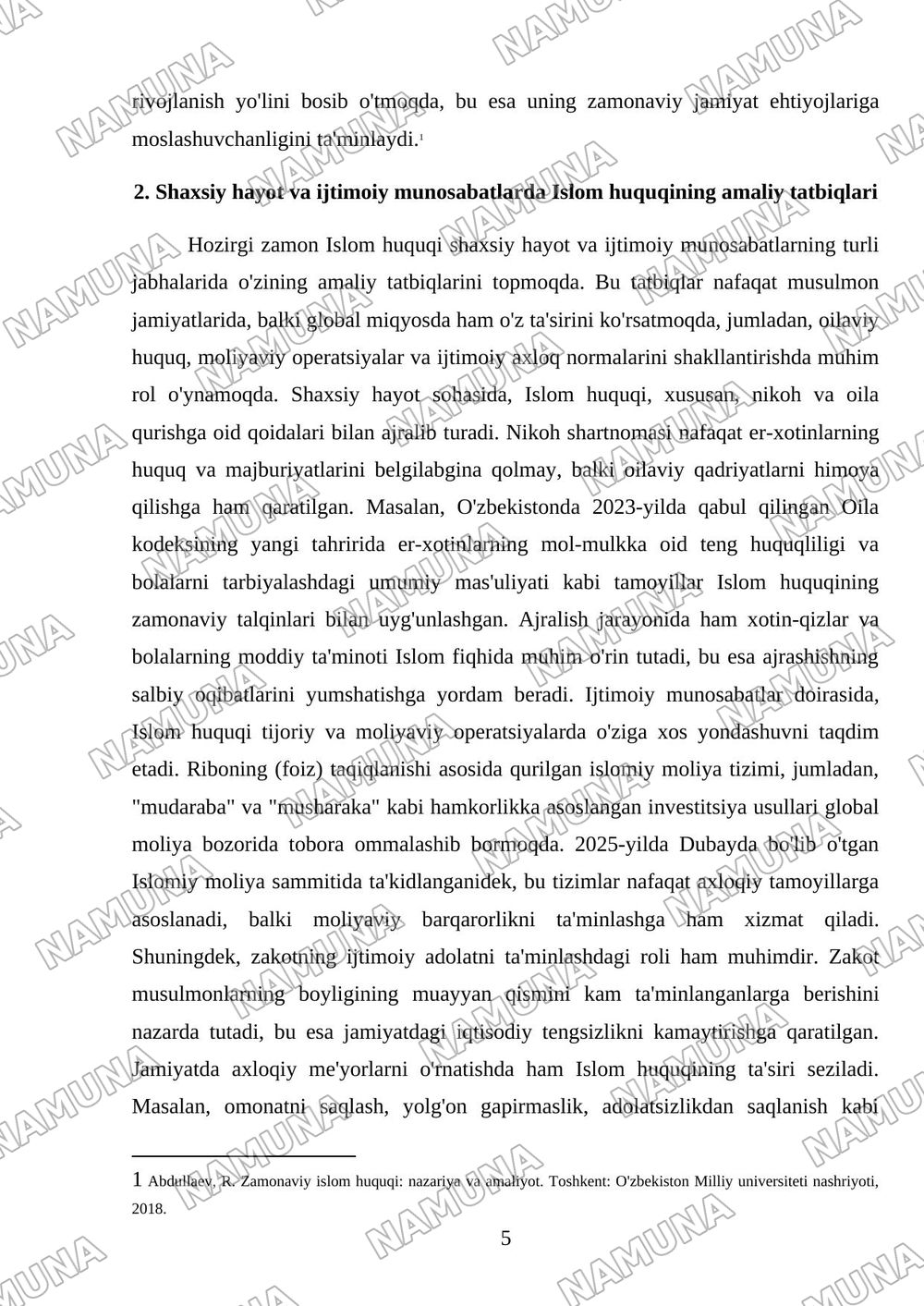 Hozirgi zamon Islom huquqi — mustaqil ish, 5-varaq