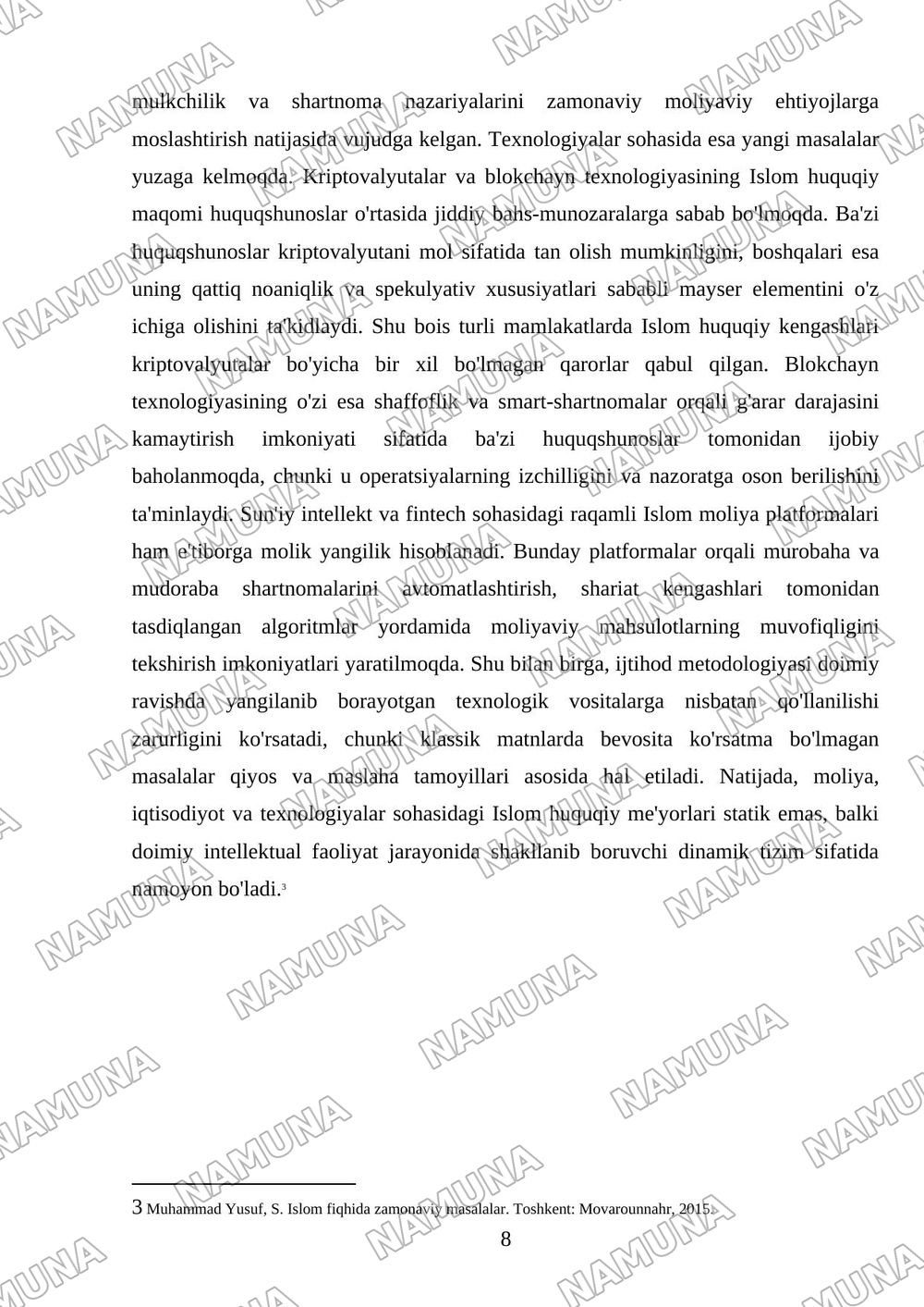 Hozirgi zamon Islom huquqi — mustaqil ish, 8-varaq