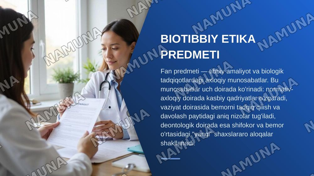 ZAMONAVIY JAMIYATDA BIOTIBBIY ETIKA, UNING UNING PREDMETI, HOLATI VA MUAMMOLAR DAVRI — zamonaviy taqdimot, 4-slayd