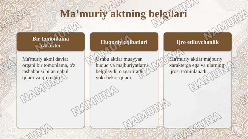 Ma'muriy akt — taqdimot, 5-slayd