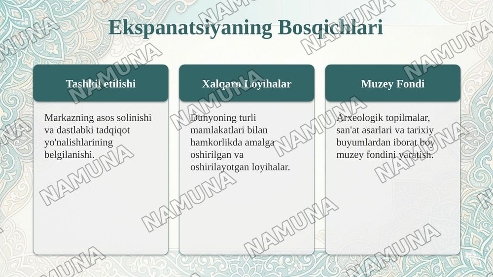 Xalqaro Islom sivilizatsyasi markazi ekspanatlari ,tasurotlarim hususida — taqdimot, 7-slayd