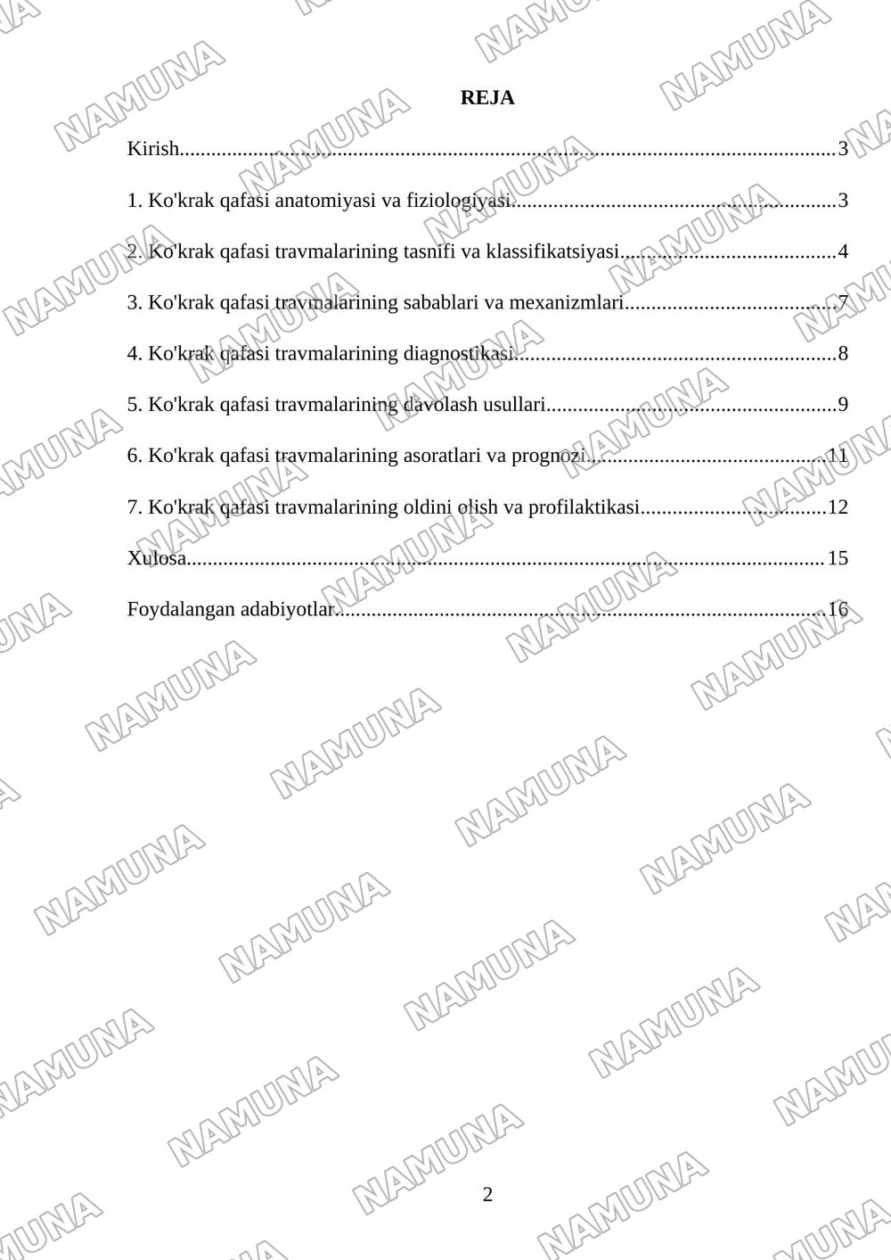 Kŏkrak qafasi travmalari — mustaqil ish, 2-varaq