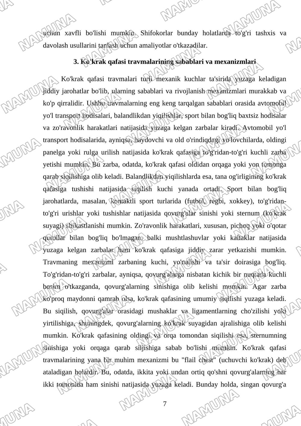 Kŏkrak qafasi travmalari — mustaqil ish, 7-varaq