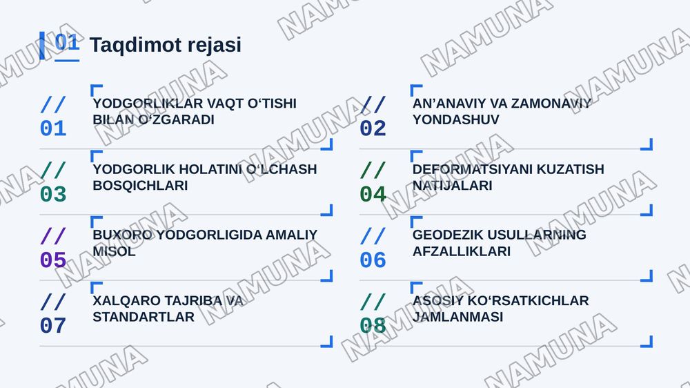 Restavratsiya qilish maqsadida arxetektura yodgorliklari xolatini oʻrganishda geodezik usullarni qoʻllash — zamonaviy taqdimot, 2-slayd