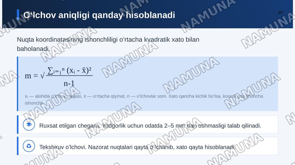 Restavratsiya qilish maqsadida arxetektura yodgorliklari xolatini oʻrganishda geodezik usullarni qoʻllash — zamonaviy taqdimot, 8-slayd