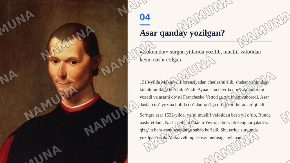 Makiavelning ,Xukumdor’ asari — zamonaviy taqdimot, 5-slayd