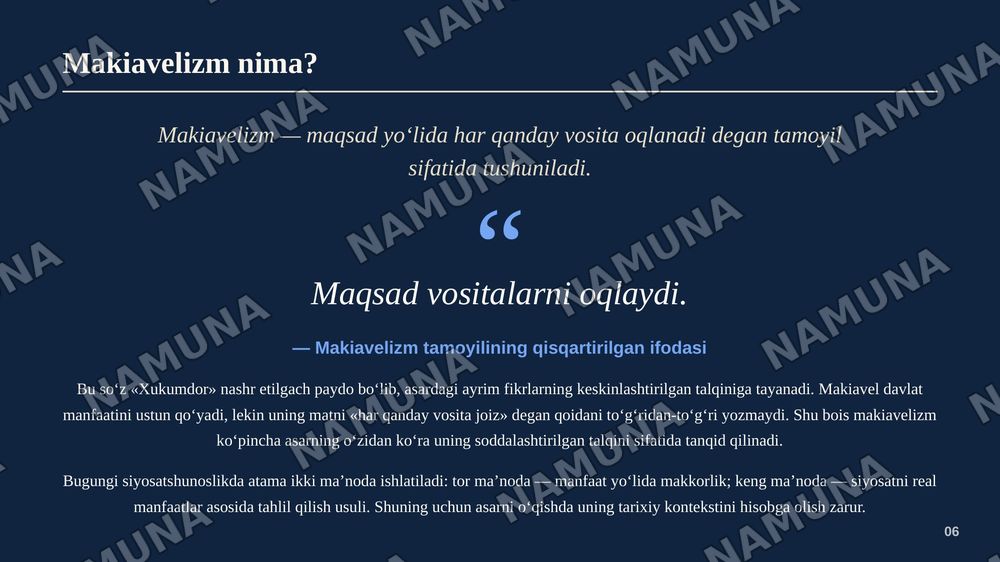 Makiavelning ,Xukumdor’ asari — zamonaviy taqdimot, 7-slayd