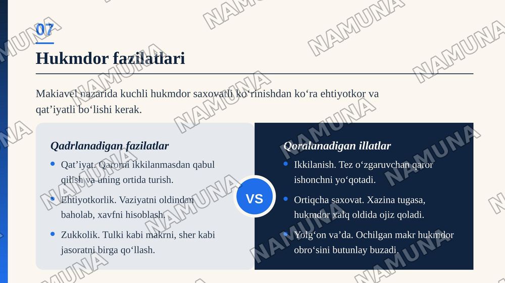 Makiavelning ,Xukumdor’ asari — zamonaviy taqdimot, 8-slayd