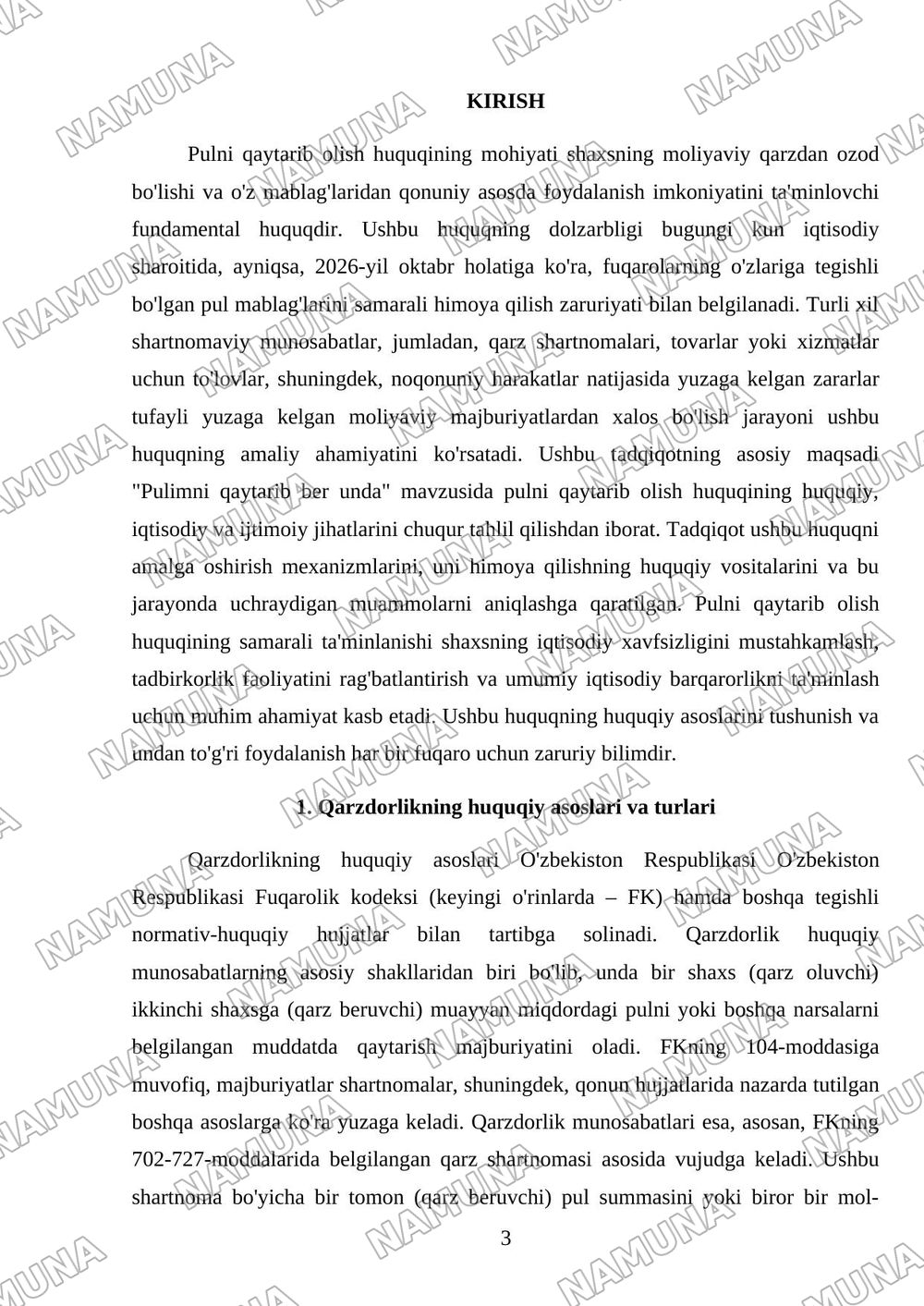 Pulimni qaytarib ber unda — referat, 3-varaq