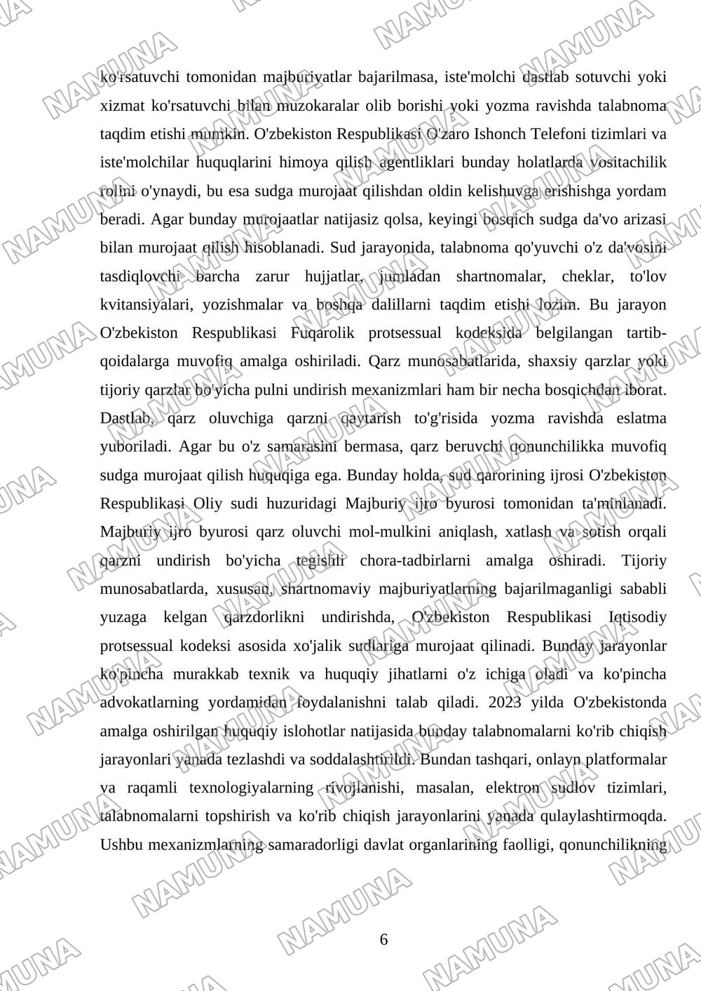Pulimni qaytarib ber unda — referat, 6-varaq