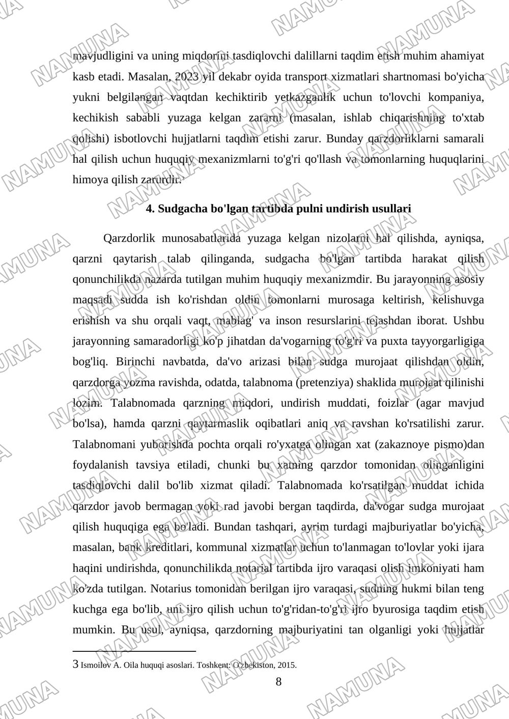 Pulimni qaytarib ber unda — referat, 8-varaq