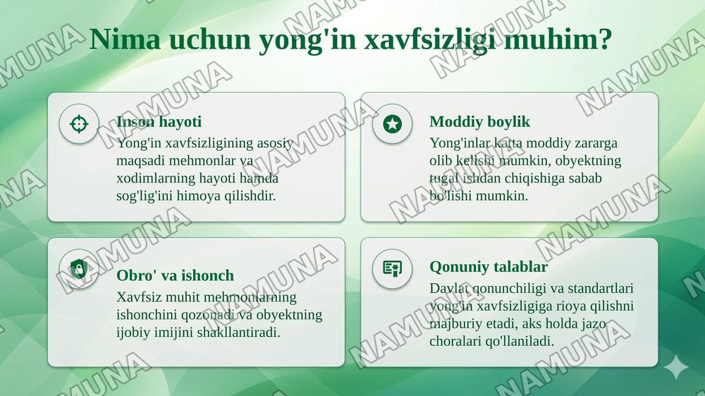 Turizm obyektlarida yong‘in xavfsizligi talablari — taqdimot, 4-slayd