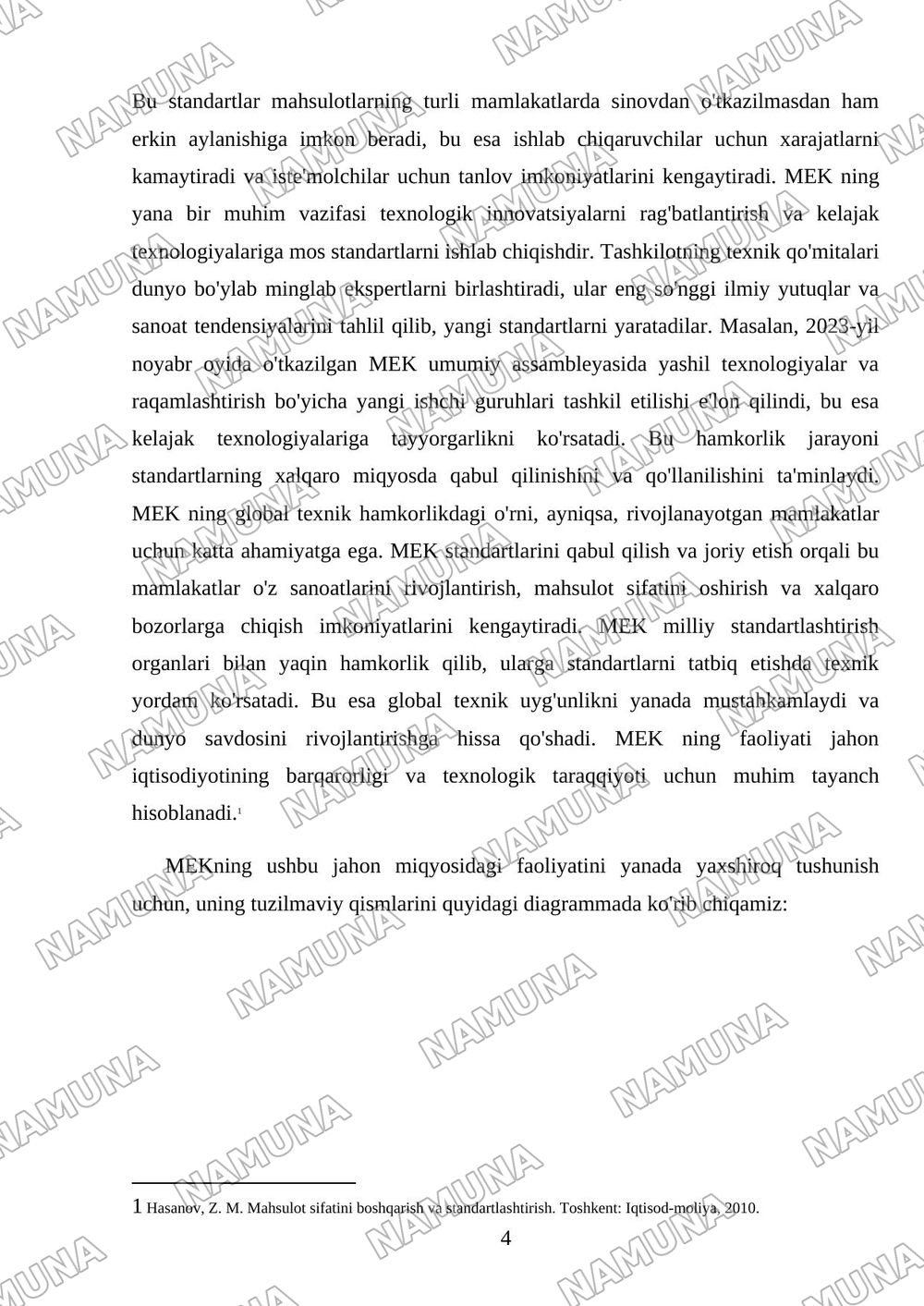 MEK xalqaro standartlashtirish tashkiloti va uning vazifalari — mustaqil ish, 4-varaq