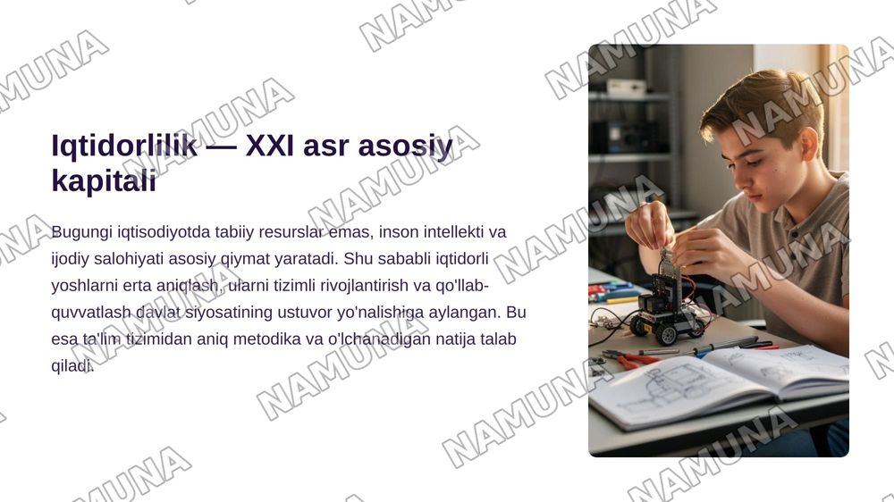 Zamonaviy iqtidorlilik konsepsiyasi. TRIZ va ARIZ metodlari. Prezident va ijod maktablari tajribasi — zamonaviy taqdimot, 3-slayd