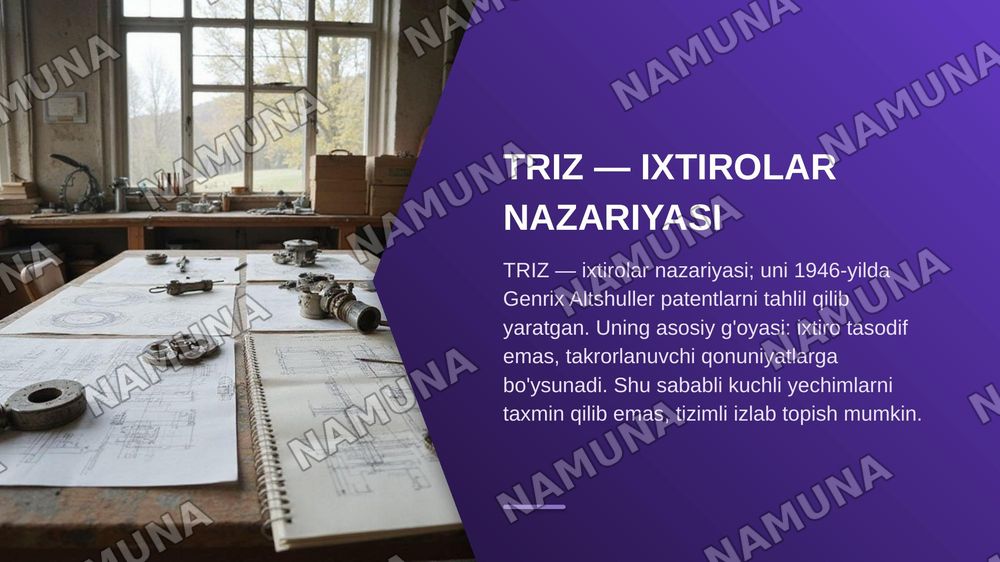 Zamonaviy iqtidorlilik konsepsiyasi. TRIZ va ARIZ metodlari. Prezident va ijod maktablari tajribasi — zamonaviy taqdimot, 6-slayd