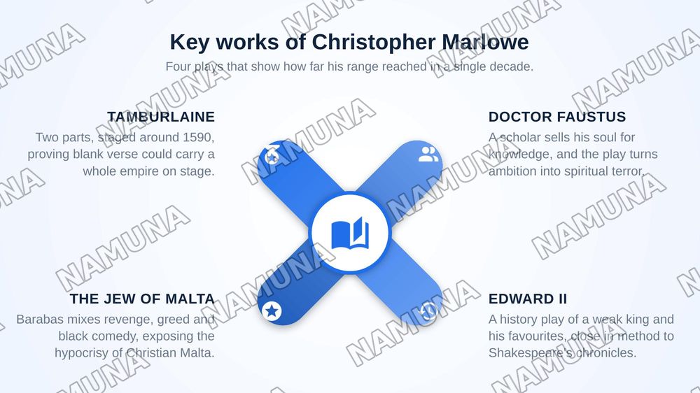 Christopher Marlowe and their contribution to the development of British literature and Tamburlaine the Great. — zamonaviy taqdimot, 7-slayd