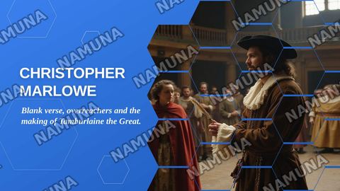 Christopher Marlowe and their contribution to the development of British literature and  Tamburlaine the Great. — zamonaviy taqdimot