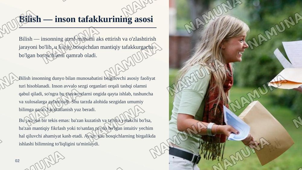 Hissiy, empirik, nazariy, matiqiy, intuitiv bilish darajalarining o'zaro aloqasi va farqi — zamonaviy taqdimot, 3-slayd