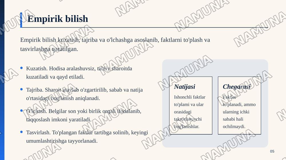 Hissiy, empirik, nazariy, matiqiy, intuitiv bilish darajalarining o'zaro aloqasi va farqi — zamonaviy taqdimot, 6-slayd