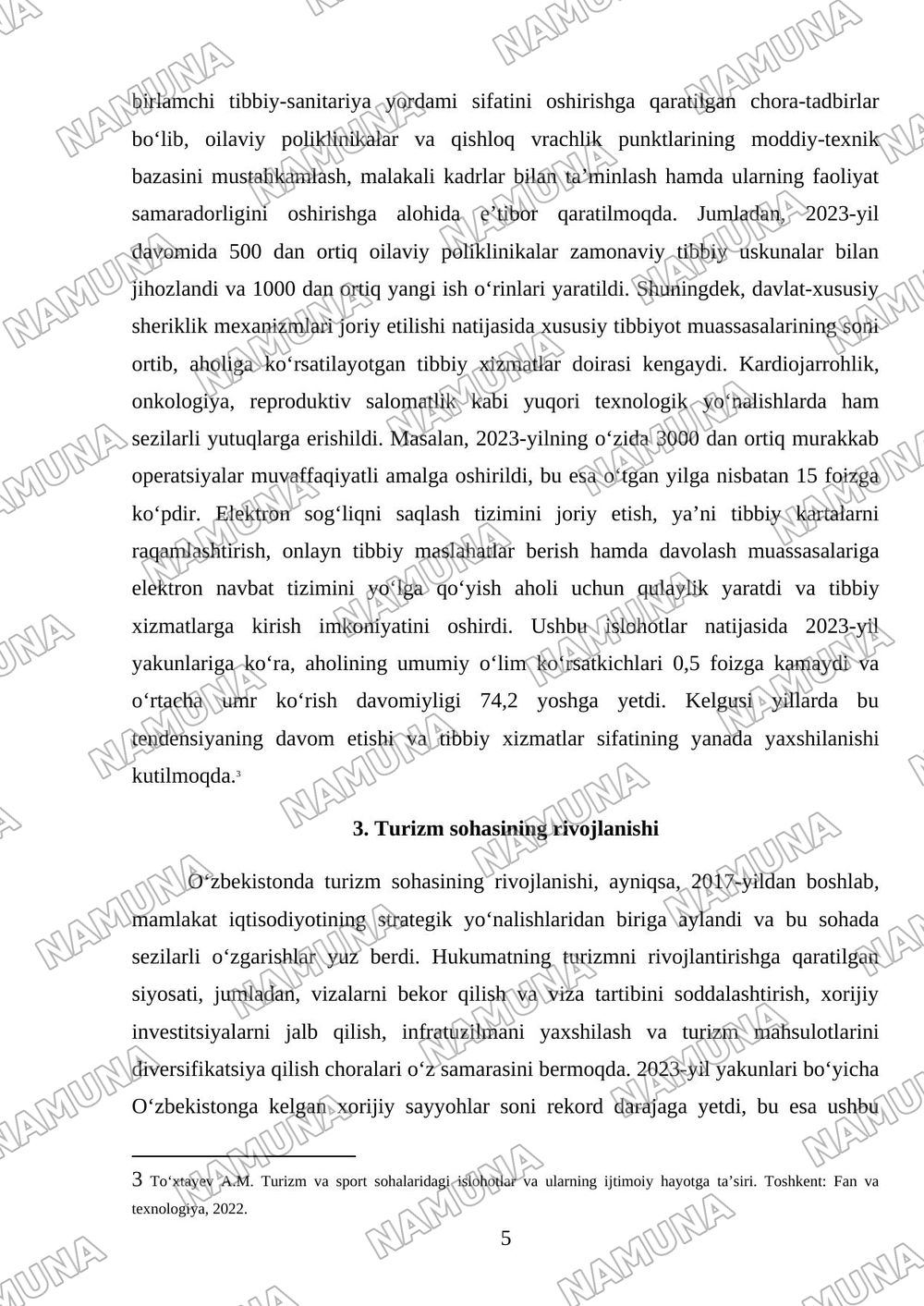Yangi O‘zbekistonda ijtimoiy sohaga bo‘lgan zamonaviy munosabat. Ta’lim, sog‘liqni saqlash, turizm, sport va boshqa sohalardagi tub o‘zgarishlar. — mustaqil ish, 5-varaq