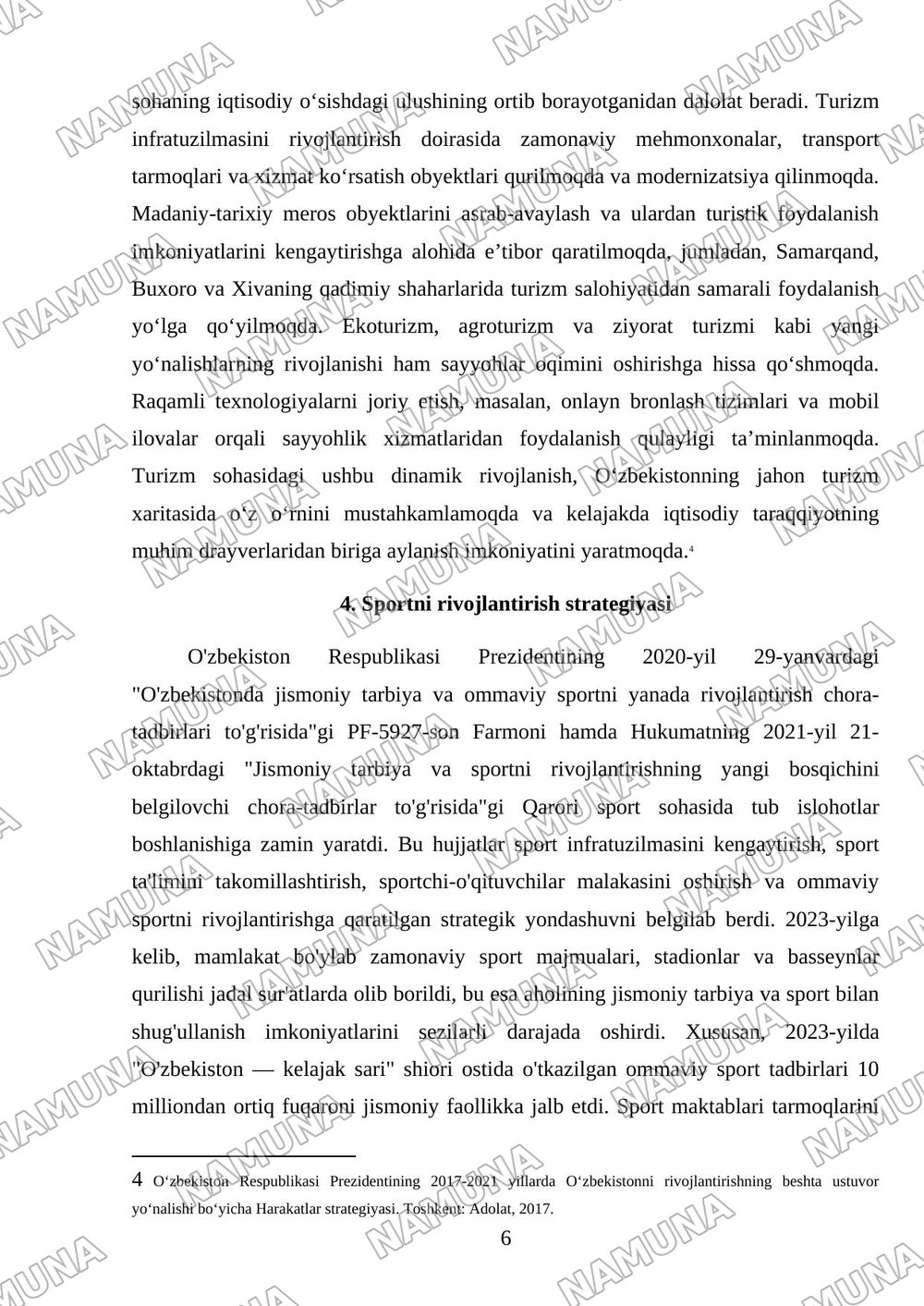 Yangi O‘zbekistonda ijtimoiy sohaga bo‘lgan zamonaviy munosabat. Ta’lim, sog‘liqni saqlash, turizm, sport va boshqa sohalardagi tub o‘zgarishlar. — mustaqil ish, 6-varaq
