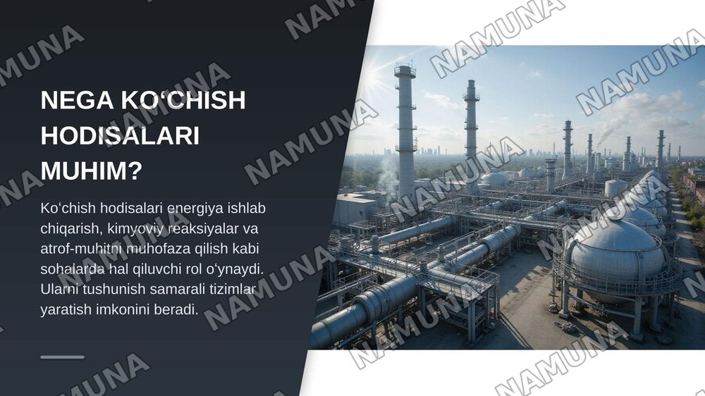 Termodinamik muvozanatda boʻlmagan tizimlarda koʻchish hodisalari. Issiqlik, massa va impuls almashinuvi qonuniyatlari, transport koeffitsiyentlari hamda qaytmas jarayonlar termodinamikasi — zamonaviy taqdimot, 4-slayd