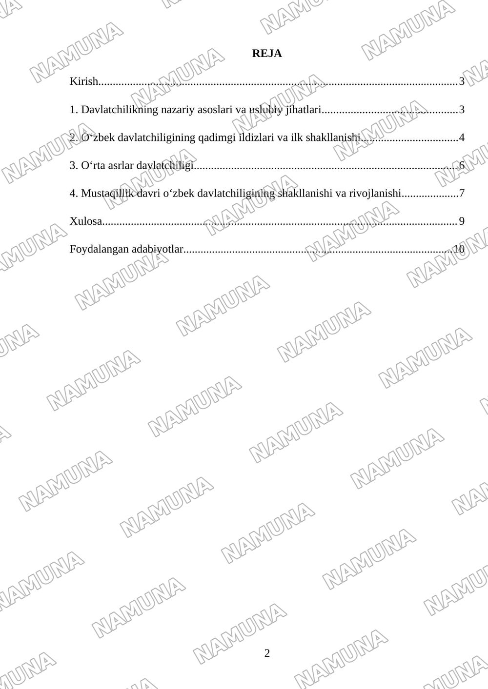 Davlatchilik tushunchasi.Oʻzbek davlatchiligining shakllanish bosqichlari. — referat, 2-varaq