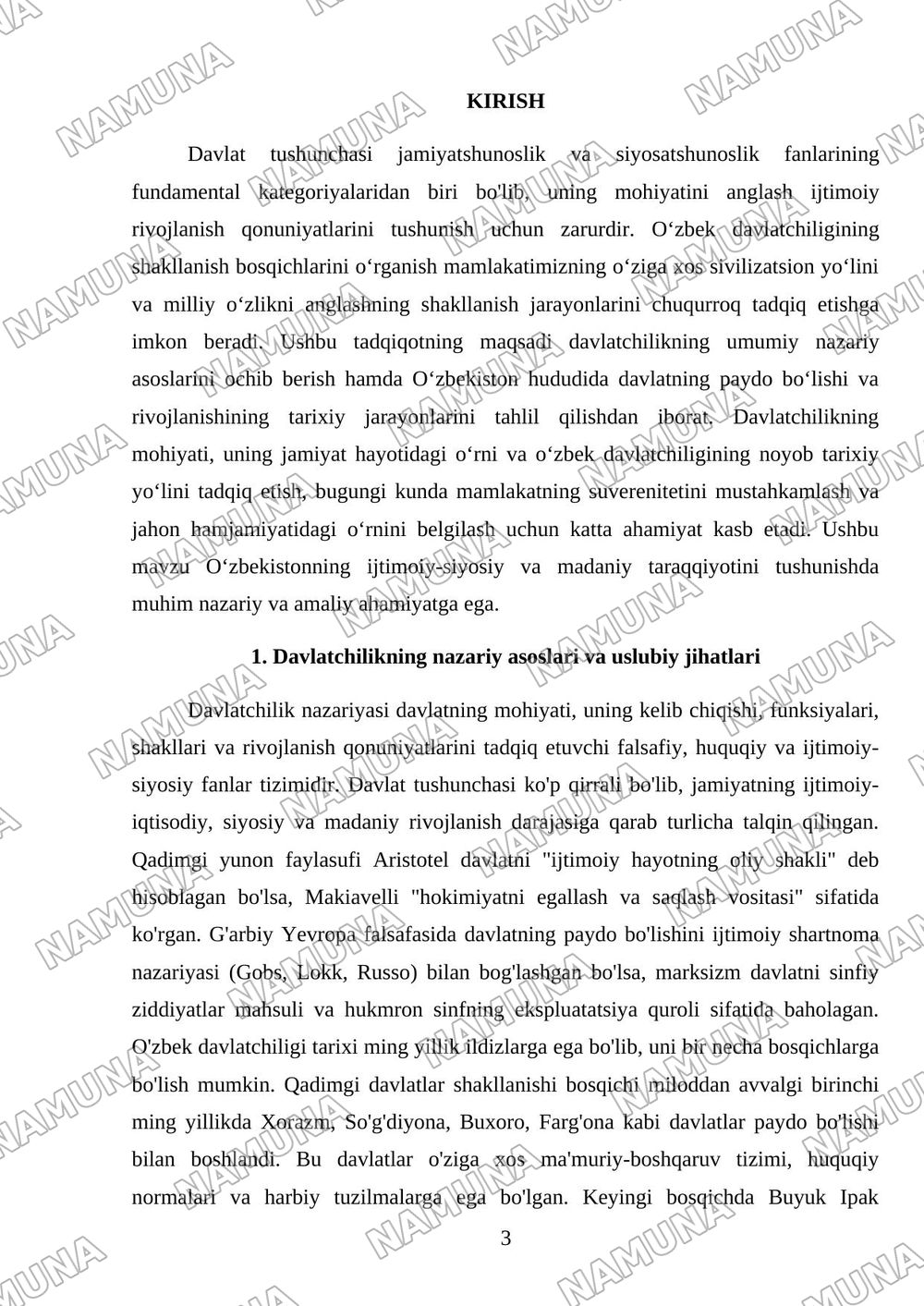 Davlatchilik tushunchasi.Oʻzbek davlatchiligining shakllanish bosqichlari. — referat, 3-varaq