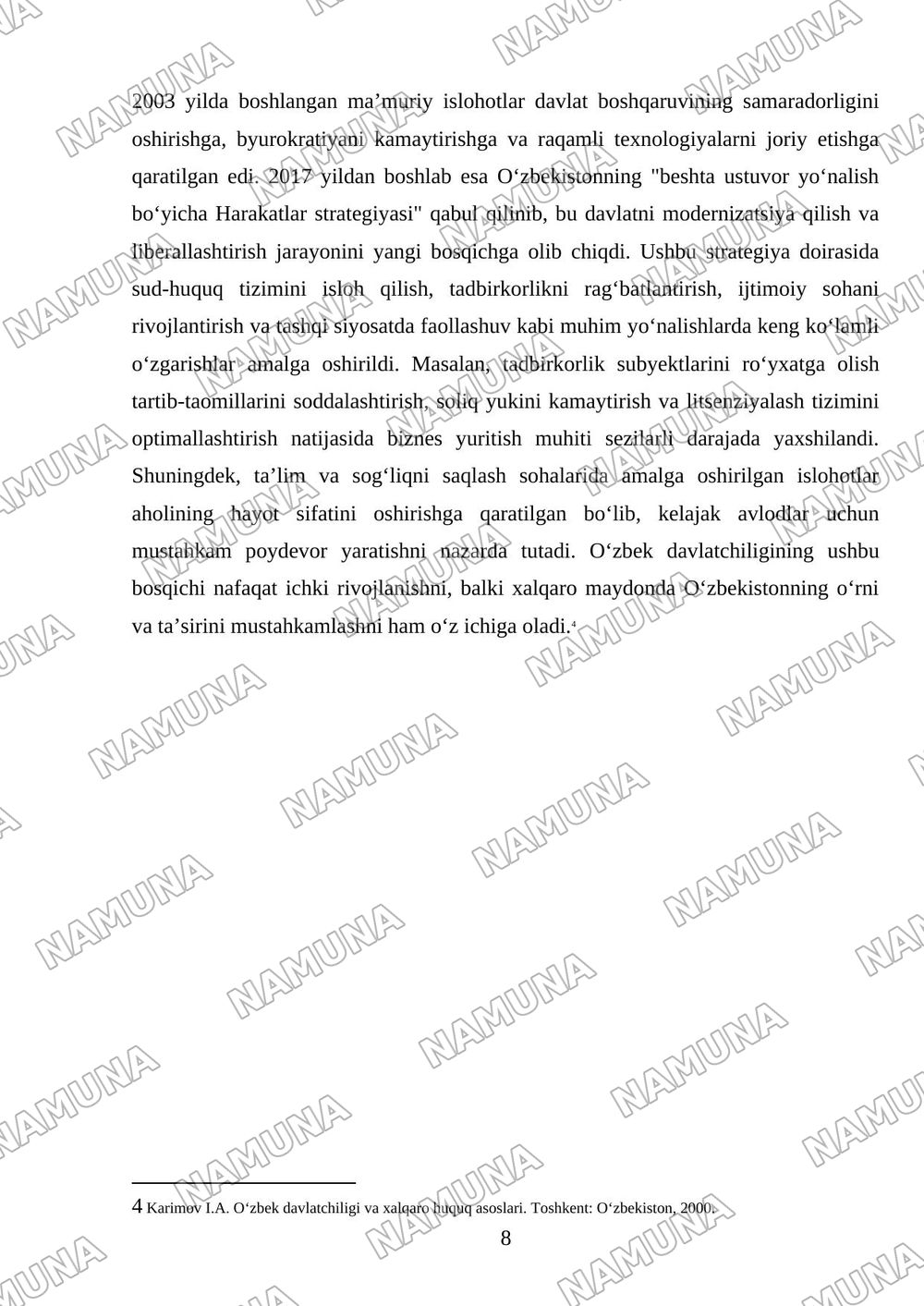 Davlatchilik tushunchasi.Oʻzbek davlatchiligining shakllanish bosqichlari. — referat, 8-varaq