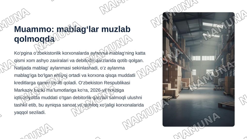 Korxonalarning aylanma mablag‘laridan samarali
foydalanish asosida rivojlanishini ta’minlash. — zamonaviy taqdimot, 4-slayd