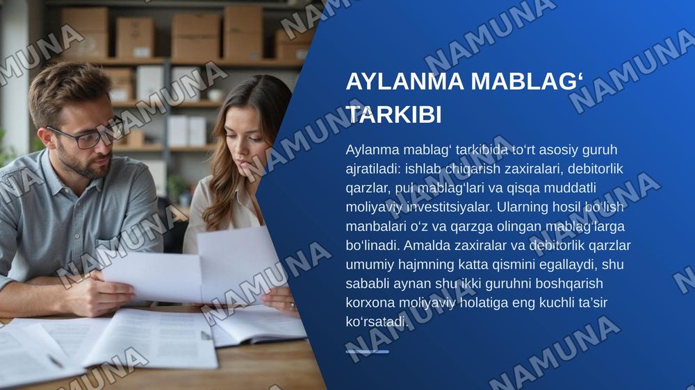 Korxonalarning aylanma mablag‘laridan samarali
foydalanish asosida rivojlanishini ta’minlash. — zamonaviy taqdimot, 5-slayd