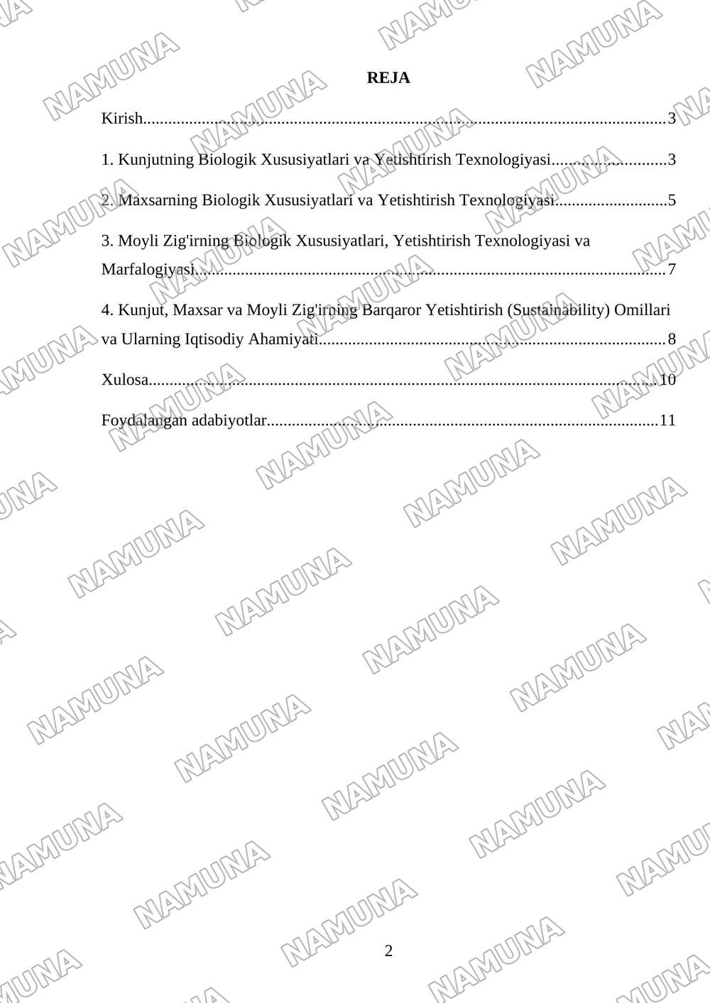 Kunjut biologists va yetishtirish va texnalogiyasi Maxsar va moyli zig'ir sustainability va marfalogiyasi — mustaqil ish, 2-varaq