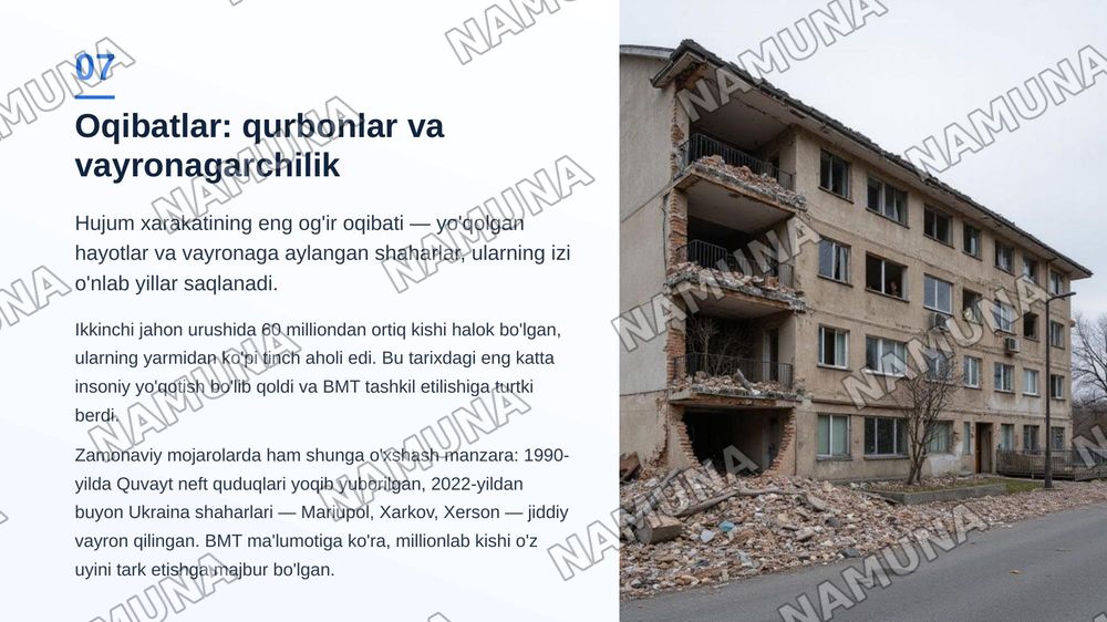 Hujum xarakati, sabablari va oqibatlari — zamonaviy taqdimot, 8-slayd