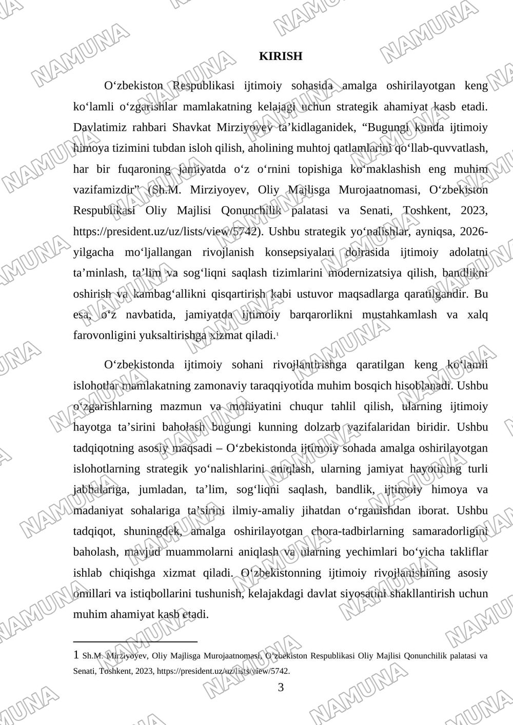 Oʻzbekistonda ijtimoiy sohada amalga oshirilayotgan ozgarishlar mazmun va mohiyati. — mustaqil ish, 3-varaq